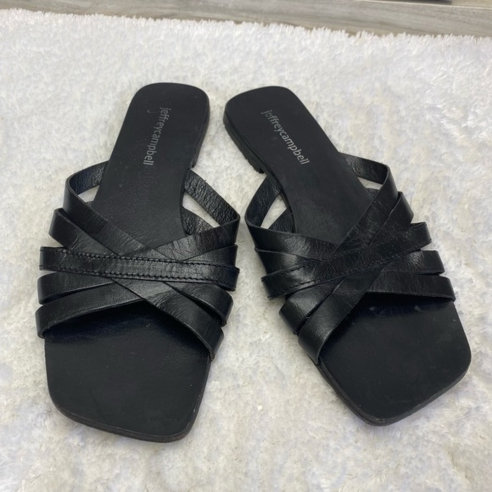 Jeffrey Campbell Black Strappy Slide Sandals 6